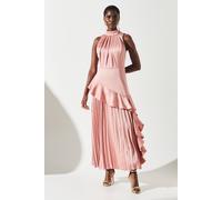 Coast Sleeveless Ruffle Pleat Satin Back Crepe Dress In Rose rose 12
