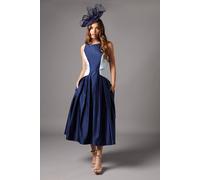 Coast Sleeveless Satin Midi Dress With Contrast Detail In Navy navy 12