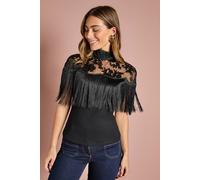 Coast Sleeveless Tassel Embellished Ponte Top In Black black 8