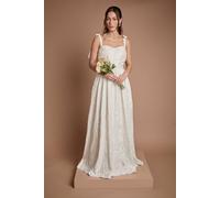 Coast Women's Sleeveless Tie Shoulder Jacquard Maxi Wedding Dress in Ivory | Size: 12 Coast Ivory 12