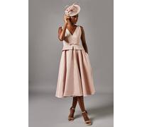 Coast Sleeveless Twill Peplum Bow Dress In Pink pink 10
