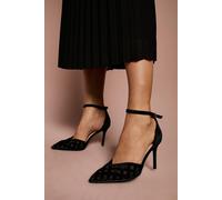 Coast Sophia Velvet & Mesh Detail High Stiletto Heel Court Shoes In Black black 6