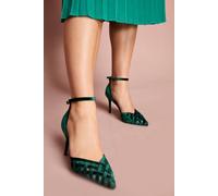 Coast Sophia Velvet & Mesh Detail High Stiletto Heel Court Shoes In Emerald emerald 8