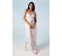 Coast Spring Posy Printed Satin Drape Shoulder Bridesmaid Dress In Blush blush 12