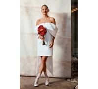 Coast Women's Statement Bardot Taffeta Crepe Mini Bridal Dress in Ivory | Size: 14 Coast Ivory 14