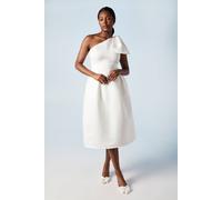 Statement Bow One Shoulder Bridal Midi Dress Coast Ivory 10