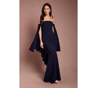 Coast Women's Strapless Maxi Dress With Pleated Chiffon Cape in Navy | Size: 10 Coast Navy 10