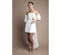 Coast Strapless Minimal Twill Mini Wedding Dress In Ivory ivory 8