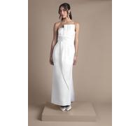 Coast Strapless Oversized Bow And Twist Waist Detail Column Maxi Wedding Dress In White white 10