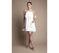 Coast Strappy Bow Detail Voluminous Mini Wedding Dress In Ivory ivory 18