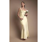 Coast Strappy Cowl Maxi With Floral Detail Bridesmaid Dress In Lemon lemon