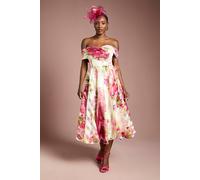 Coast Women's Stripe Organza Pleat Top Midi Dress in Ivory | Size: 16 Coast Ivory 16