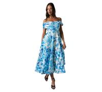 Stripe Organza Pleated Top Floral Print Midi Dress Coast Blue 12