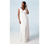Coast Structured Bow Back Detail Cape Wedding Dress In Ivory ivory 12