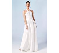 Coast Structured Satin Halterneck Bow Back Wedding Dress In Ivory ivory 18