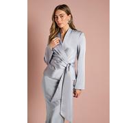 Coast Women's Structured Satin Wrap Jacket in Silver | Size: 14 Coast Silver 14