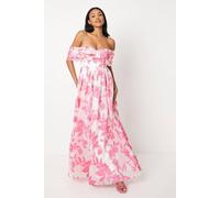 Coast Sweetheart Bardot Organza Jacquard Maxi Dress In Hot Pink hot pink 8