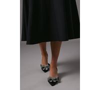 Coast Sylvie Jewelled Bow Satin Slingback Court Shoes In Black black 3
