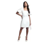 Taffeta Bow Back Puff Sleeve Mini Dress Coast Ivory 10
