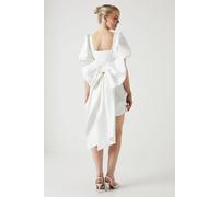 Coast Taffeta Bow Back Puff Sleeve Mini Dress In Ivory ivory 8