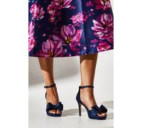 Coast Women's Tala Satin Structured Bow High Heel Platform Sandals in Navy | Size: 6 Coast Navy 6