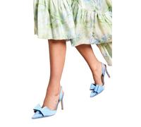 Coast Tamara Satin Bow Sling Back Stiletto Court Shoes, 4, Blue