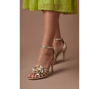 Coast Tia Strappy Leather Corsage High Stiletto Heel Sandals, 7, Gold