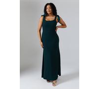 Coast Tie Shoulder Contrast Satin And Crepe Bridesmaid Maxi Dress In Emerald emerald 10