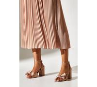 Coast Tina Satin Soft Ruffle High Block Heel Sandals In Champagne champagne 4