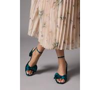 Coast Tina Satin Soft Ruffle High Block Heel Sandals In Emerald emerald 3