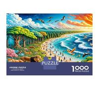 Coast Tree Animal 1000 Pieces Jigsaw Puzzle Primal Paradise Scene Puzzle for Adults Thick Cardboard Teen Fans 12-18 Logic Skill After-School Party Best Gift Puzzle Lovers 38x26cm/1000pcs
