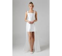 Coast Twill Mini Wedding Dress With Organza Skirt In Ivory ivory 12