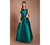 Coast Twill Notch Neck Fit And Flare Bridesmaid Dress In Emerald emerald