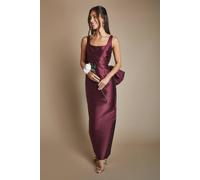Coast Women's Twill Sleeveless Column Bridesmaid Dress with Statement Bow Back in Malbec | Size: 18