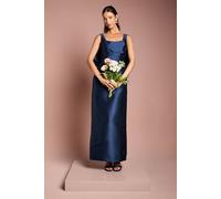 Coast Twill Sleeveless Column Bridesmaid Dress With Statement Bow Back In Navy navy 18
