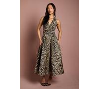 Coast V Neck Animal Jacquard Midi Dress animal 8