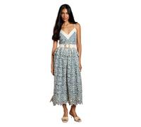 Coast V Neck Cami Cutwork Lace Midi Dress, 8, Blue