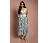 Coast V Neck Cami Cutwork Lace Midi Dress In Blue blue 8