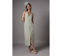 Coast V Neck Crepe Column Midi Dress In Sage sage 8
