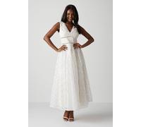Coast V Neck Full Skirted Embroidered Wedding Dress In Ivory ivory