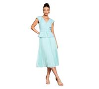 Coast V Neck Lace Bodice Peplum Midi Dress, 12, Duck Egg