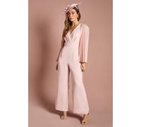 Coast V Neck Pleated Long Sleeve Jumpsuit In Blush blush 8