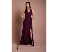 Coast V Neck Wrap Detail Crepe Maxi Bridesmaid Dress In Fig fig 18