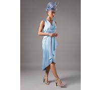Coast V Neck Wrap Front Asymmetric Hem Midi Dress In Powder Blue powder blue 10