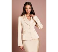 Coast Women's Waisted Jacket With Satin Lapel in Champagne | Size: 16 Coast Champagne 16