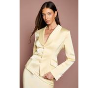 Coast Women's Waisted Jacket With Satin Lapel in Lemon | Size: 8 Coast Lemon 8