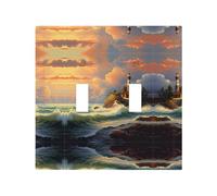 Coast Wave and House Durable and Stylish Wall Plate – Full-Surface Print, Pc Material, Heat & Fade Resistant, Easy to Install