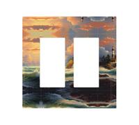 Coast Wave and House Durable and Stylish Wall Plate â€“ Full-Surface Print, Pc Material, Heat & Fade Resistant, Easy to Install