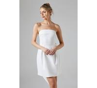 Coast White Bow Back Bandeau Mini Bridal Dress In Stretch Crepe In Ivory ivory 16