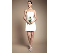Coast White Bow Back Bandeau Mini Bridal Dress In Stretch Crepe In Ivory ivory